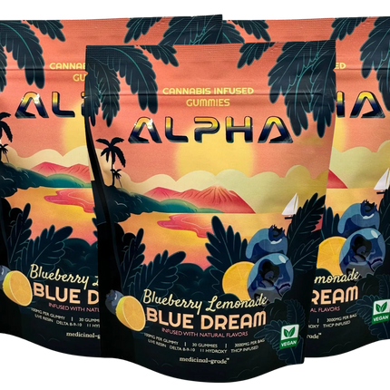 Alpha THC Gummies "Blueberry Lemonade Blue Dream" Vegan Blend 3000mg