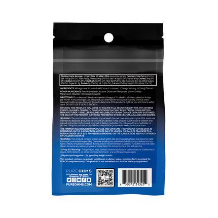 Blueberry Pure Ohms Black 200mg Mitragynine Kratom Tablet