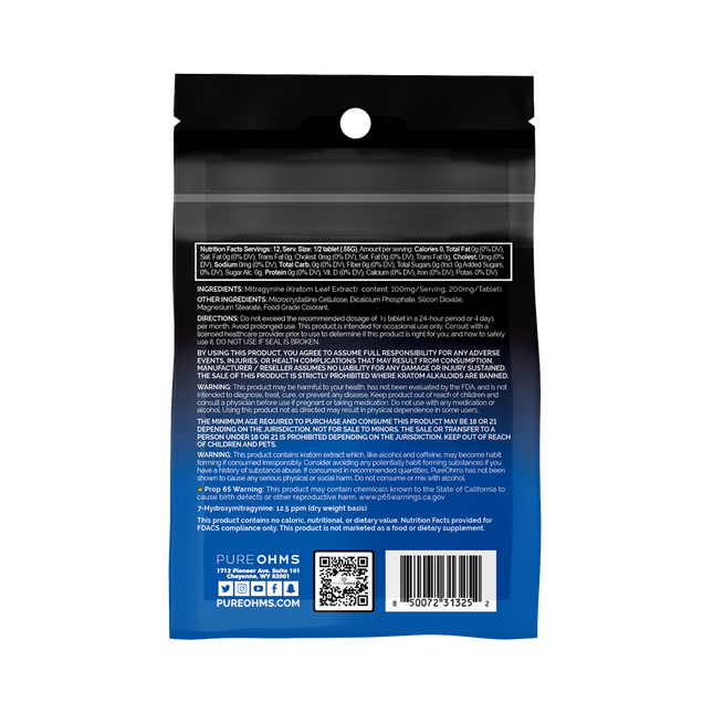 Blueberry Pure Ohms Black 200mg Mitragynine Kratom Tablet