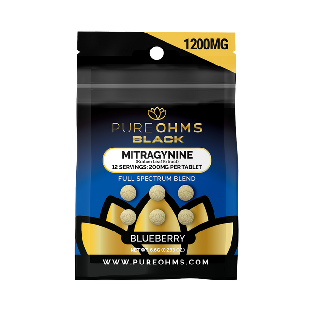 Blueberry Pure Ohms Black 200mg Mitragynine Kratom Tablet