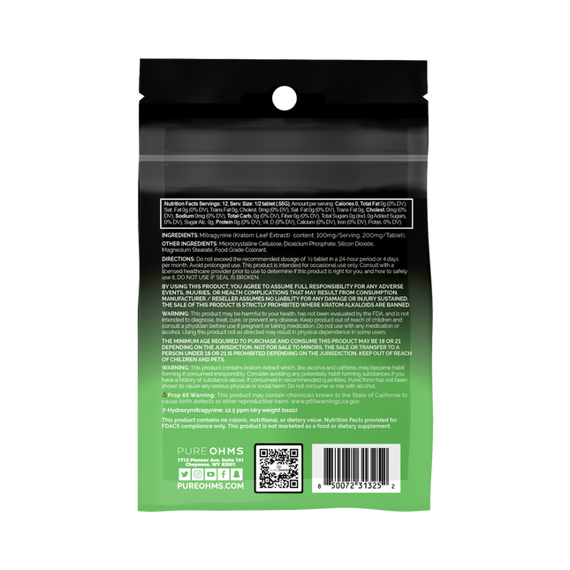 Watermelon Pure Ohms Black 200mg Mitragynine Kratom Tablet