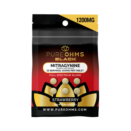 Strawberry Pure Ohms Black 200mg Mitragynine Kratom Tablet