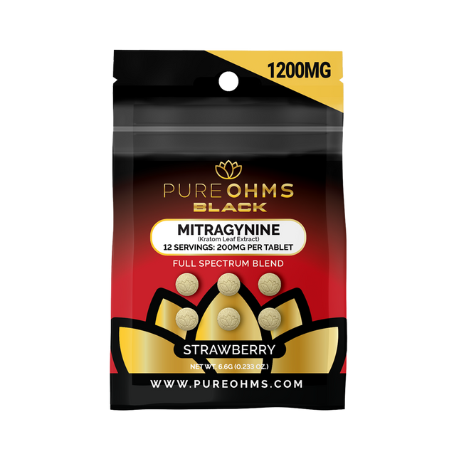 Strawberry Pure Ohms Black 200mg Mitragynine Kratom Tablet