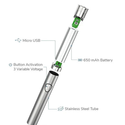 S3 iKrusher Stainless Steel 510 Thread Battery Vape Pen 650mAh