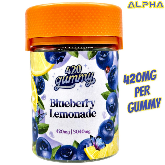 420MG Sour Blueberry Lemon 5040mg THC Delta 8 Delta 9 Gummies 12 Count