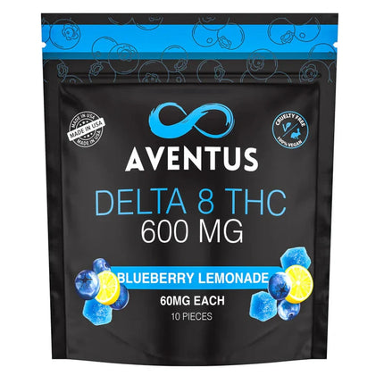 Aventus 600mg Delta-8 THC Blueberry Lemonade Gummies Vegan 10 Pack
