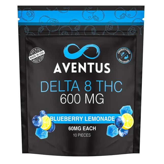 Aventus 600mg Delta-8 THC Blueberry Lemonade Gummies Vegan 10 Pack