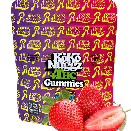Koko Strawberry 500mg THC Gummies Vegan Gummies 10 Count