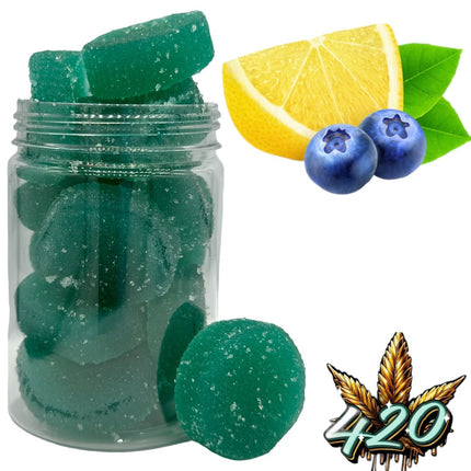 420MG Sour Blueberry Lemon 5040mg THC Delta 8 Delta 9 Gummies 12 Count
